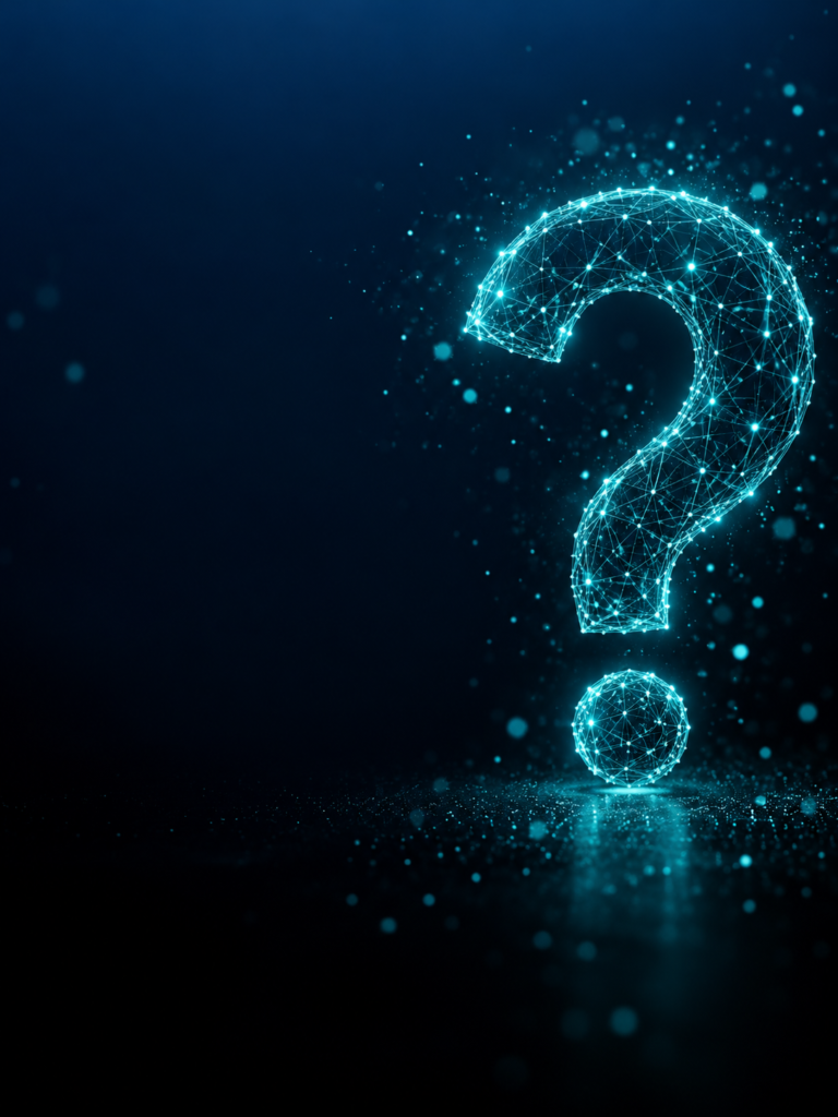 Blue question mark illustration for UAE property FAQs